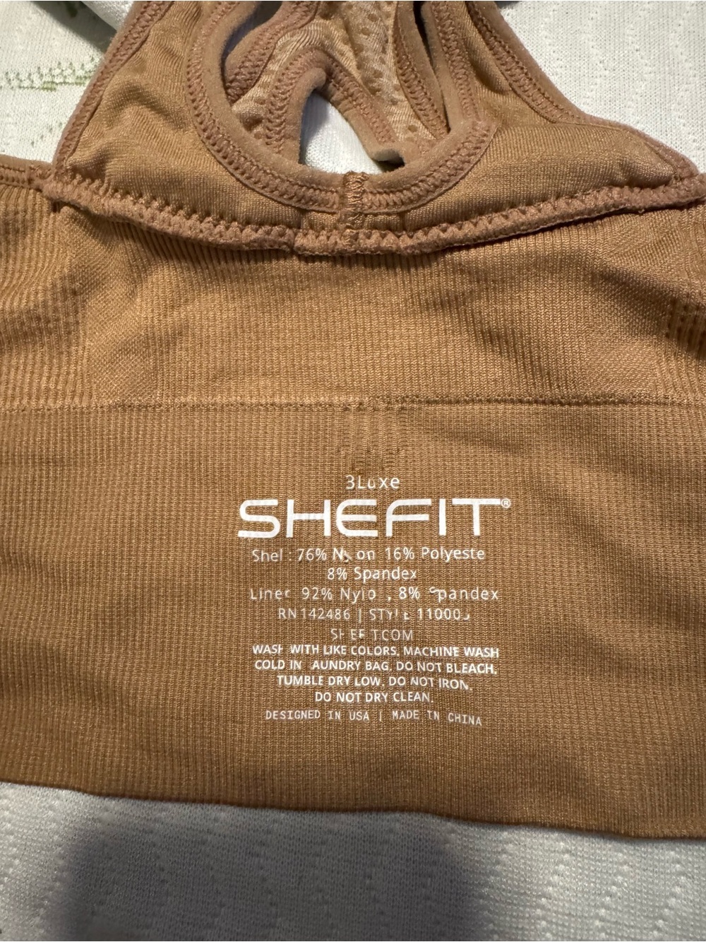 SHEFIT Nude/Tan Front-Zip Sports Bra 3Luxe - Picture 3 of 3